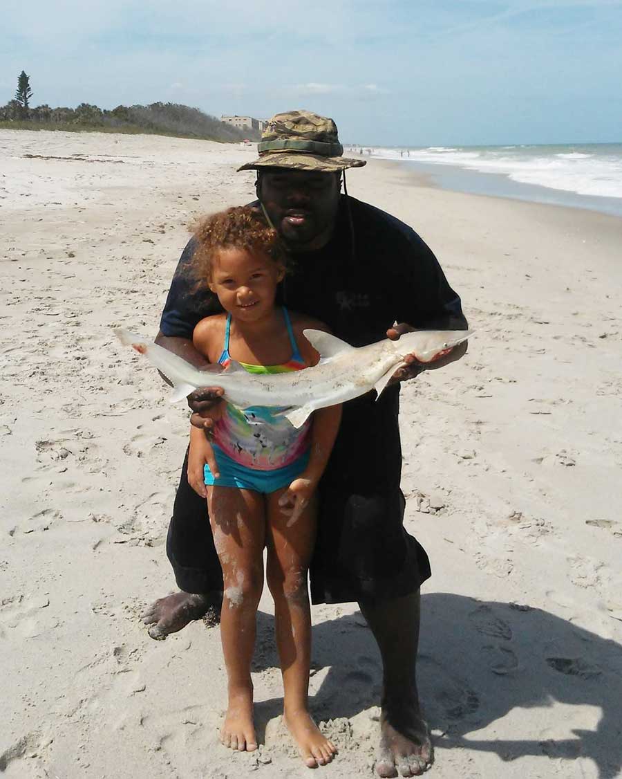 BD catches a shark surf fishing in Satellite Beach with his daught