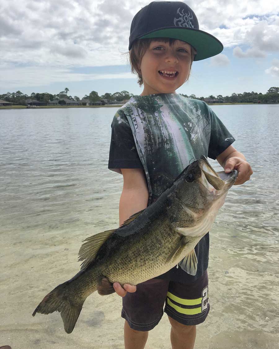 Chris and Holly's son with a nice bass!