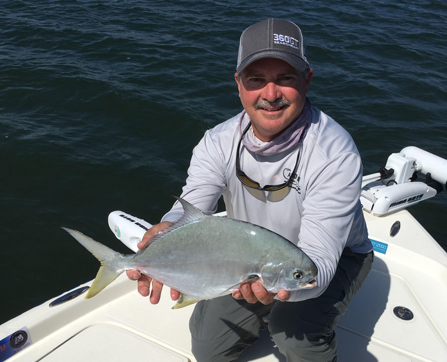 Big pompano caught in the Indian River Lagoon fishing with Captain Jim Ross