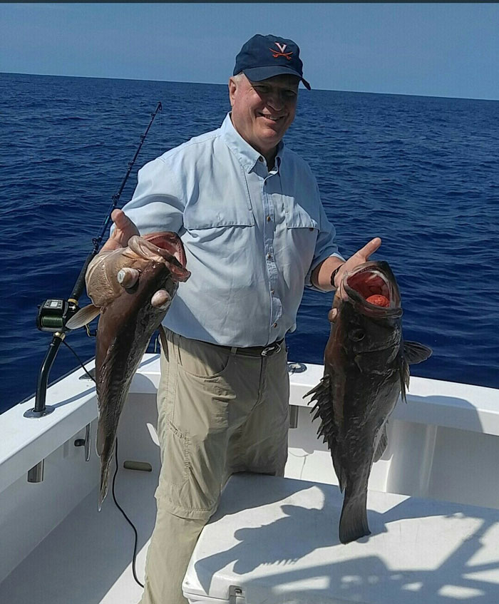 Two grouper caught out of Port Canaveral with Fired Up Charters