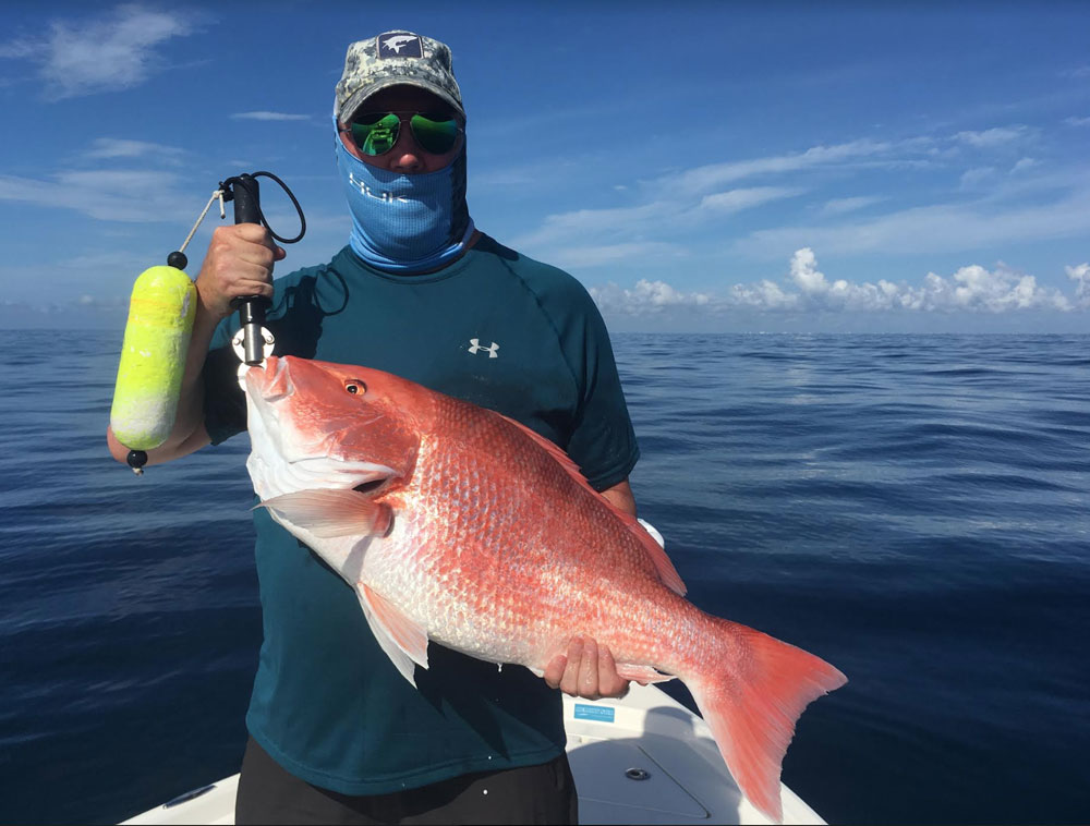 a rare red snapper caught nearshore