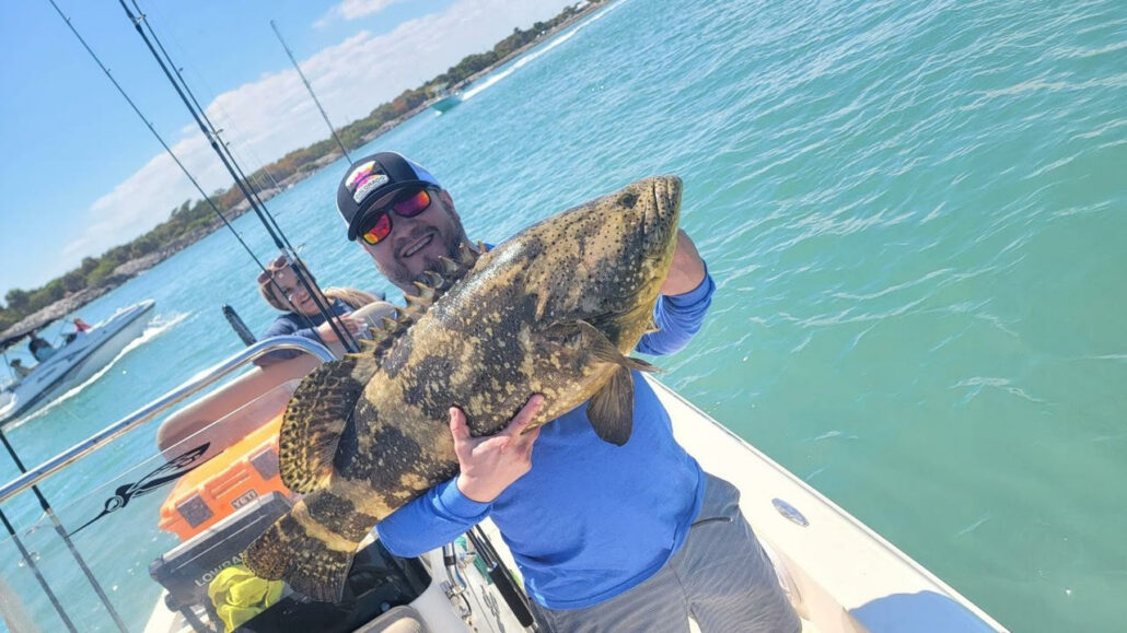 Jason with a decent sized goliath grouper in the inlet.