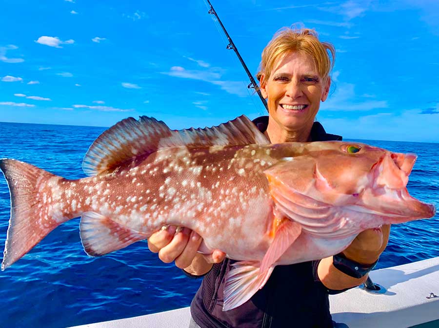 A beauty of a red grouper caught out of Port Canaveral with Fired Up Charters!